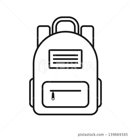 School bag icon in flat outline stroke style. Children backpack vector illustration on isolated background. Schoolbag sign business concept. School bag icon in flat outline stroke style. Children backpack vector illustration on isolated background. Schoolbag sign business concept. 139669385
