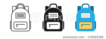 School bag icon set collection in flat style. Children backpack vector illustration on isolated background. Schoolbag sign business concept. School bag icon set collection in flat style. Children backpack vector illustration on isolated background. Schoolbag sign business concept. 139669386