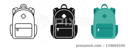 School bag icon set collection in flat style. Children backpack vector illustration on isolated background. Schoolbag sign business concept. School bag icon set collection in flat style. Children backpack vector illustration on isolated background. Schoolbag sign business concept. 139669390