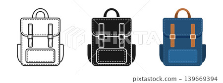 School bag icon set collection in flat style. Children backpack vector illustration on isolated background. Schoolbag sign business concept. School bag icon set collection in flat style. Children backpack vector illustration on isolated background. Schoolbag sign business concept. 139669394