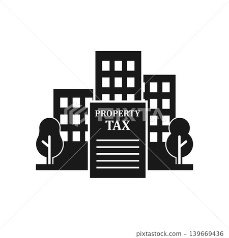 Property tax icon in flat style. Real estate finance vector illustration on isolated background. House rent budget sign business concept. Property tax icon in flat style. Real estate finance vector illustration on isolated background. House rent budget sign business concept. 139669436