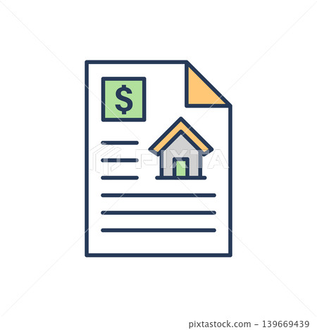 Property tax icon in flat style. Real estate finance vector illustration on isolated background. House rent budget sign business concept. Property tax icon in flat style. Real estate finance vector illustration on isolated background. House rent budget sign business concept. 139669439