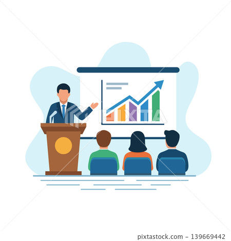 Business training icon in flat style. Seminar vector illustration on isolated background. Employee audience sign business concept. Business training icon in flat style. Seminar vector illustration on isolated background. Employee audience sign business concept. 139669442
