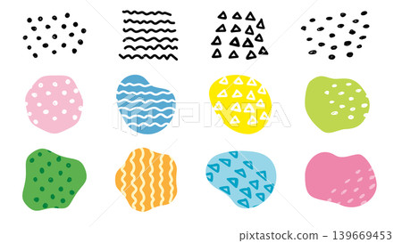 Fluid Shapes: Dots, Triangles, Decorative Set - Colorful 139669453