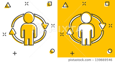 People referral icon in comic style. Business communication cartoon vector illustration on white background. Reference teamwork splash effect business concept. People referral icon in comic style. Business communication cartoon vector illustration on white background. Reference teamwork splash effect business concept. 139669546