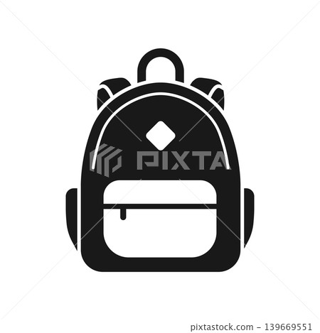 School bag icon in flat silhouette style. Children backpack vector illustration on isolated background. Schoolbag sign business concept. School bag icon in flat silhouette style. Children backpack vector illustration on isolated background. Schoolbag sign business concept. 139669551