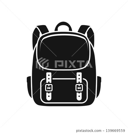 School bag icon in flat silhouette style. Children backpack vector illustration on isolated background. Schoolbag sign business concept. School bag icon in flat silhouette style. Children backpack vector illustration on isolated background. Schoolbag sign business concept. 139669559