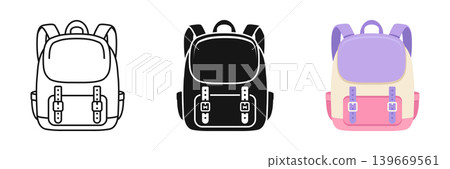 School bag icon set collection in flat style. Children backpack vector illustration on isolated background. Schoolbag sign business concept. School bag icon set collection in flat style. Children backpack vector illustration on isolated background. Schoolbag sign business concept. 139669561