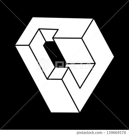 Optical illusion object. Impossible shapes. Web design element. Line design. Escher style. Optical illusion object. Impossible shapes. Web design element. Line design. Escher style. 139669578
