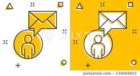People with envelope icon in comic style. Email receive cartoon vector illustration on white isolated background. Message splash effect business concept. People with envelope icon in comic style. Email receive cartoon vector illustration on white isolated background. Message splash effect business concept. 139669603