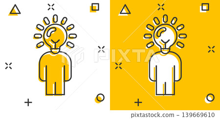 People with bulb icon in comic style. idea cartoon vector collection illustration on white isolated background. Brain mind splash effect business concept. People with bulb icon in comic style. idea cartoon vector collection illustration on white isolated background. Brain mind splash effect business concept. 139669610