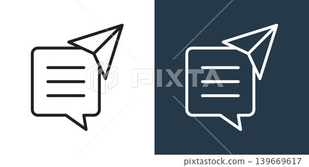 Direct message icon in flat style. Paper airplane notification vector illustration on isolated background. Social media sign business concept. Direct message icon in flat style. Paper airplane notification vector illustration on isolated background. Social media sign business concept. 139669617