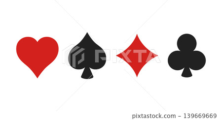 Playing card icon set collection in flat style. Poker game vector illustration on isolated background. Gambling casino sign business concept. Playing card icon set collection in flat style. Poker game vector illustration on isolated background. Gambling casino sign business concept. 139669669