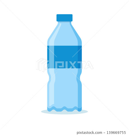 Plastic water bottle icon in flat style. Beverage vector illustration on isolated background. Healthy liquid sign business concept. Plastic water bottle icon in flat style. Beverage vector illustration on isolated background. Healthy liquid sign business concept. 139669755