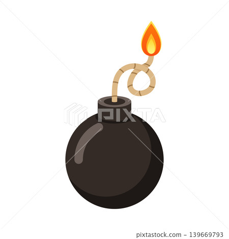 Bomb icon in flat style. Explosive bombshell vector illustration on isolated background. Grenade sign business concept. 139669793