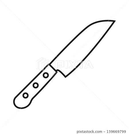 Kitchen knife icon in flat silhouette style. Cutting tool stroke outline vector illustration on isolated background. Cooking equipment sign business concept. Kitchen knife icon in flat silhouette style. Cutting tool stroke outline vector illustration on isolated background. Cooking equipment sign business concept. 139669799