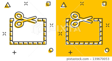 Coupon cut lines icon in comic style. Scissors snip cartoon sign vector illustration on white isolated background. Sale sticker splash effect business concept. Coupon cut lines icon in comic style. Scissors snip cartoon sign vector illustration on white isolated background. Sale sticker splash effect business concept. 139670053