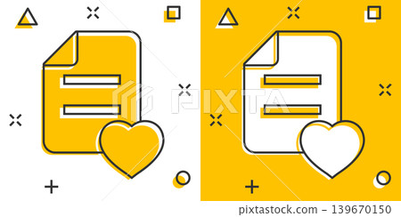 Wishlist icon in comic style. Like document cartoon vector illustration on white isolated background. Favorite list splash effect business concept. Wishlist icon in comic style. Like document cartoon vector illustration on white isolated background. Favorite list splash effect business concept. 139670150