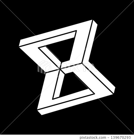 Optical illusion shape. Impossible object. Escher paradox. Optical art figure. 139670293