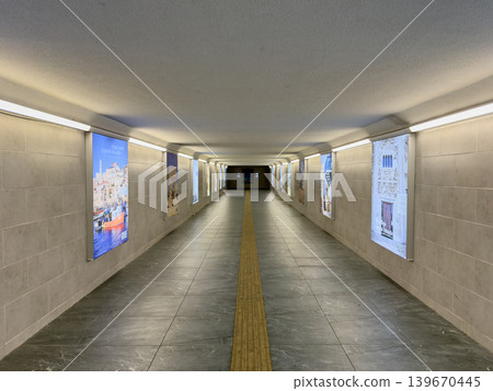 Long Underground Passage Illuminated Posters Perspective Long Underground Passage Illuminated Posters Perspective 139670445