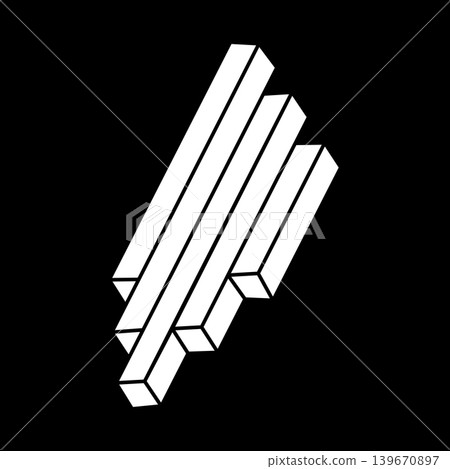 Impossible object. Optical illusion shapes. Escher paradox. 3d illustration. Geometric figures. Impossible object. Optical illusion shapes. Escher paradox. 3d illustration. Geometric figures. 139670897