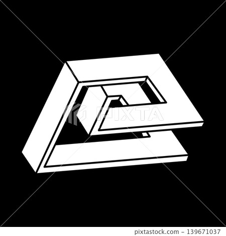 Optical illusion shapes. Optical art. Impossible figures. Escher style. Optical illusion shapes. Optical art. Impossible figures. Escher style. 139671037