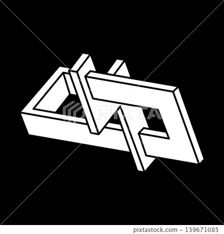 Optical illusion shape. Impossible figure. Escher style. Optical illusion shape. Impossible figure. Escher style. 139671085
