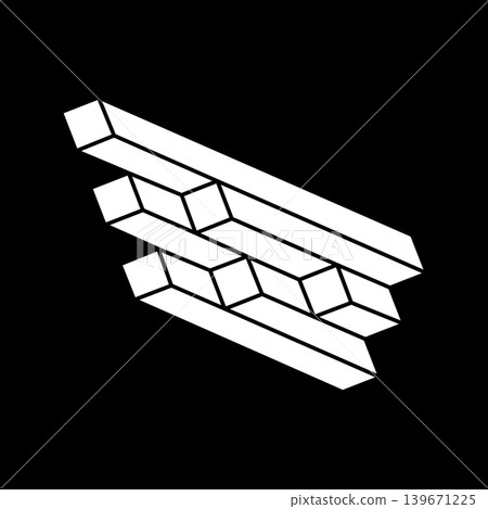 Optical illusion. Impossible object. 3d illustration. Optical illusion. Impossible object. 3d illustration. 139671225
