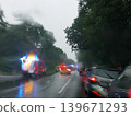 Accident on a federal highway in the rain, Germany 139671293