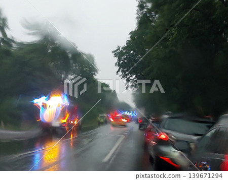 Accident on a federal highway in the rain, Germany Accident on a federal highway in the rain, Germany 139671294