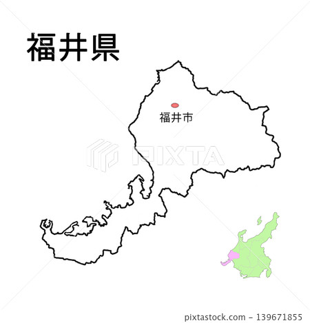 福井縣 - 空白地圖(已標示縣府所在地) 福井縣 - 空白地圖(已標示縣府所在地) 139671855