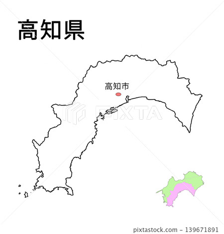 高知縣空白地圖(已標示縣府所在地) 高知縣空白地圖(已標示縣府所在地) 139671891