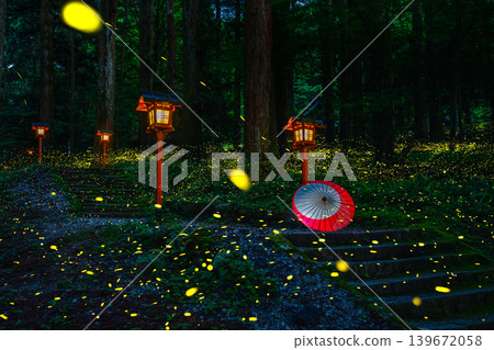 Lantern, hotaria parvula and Japanese umbrella Lantern, hotaria parvula and Japanese umbrella 139672058