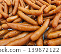 Lots of boiled sausages 139672122