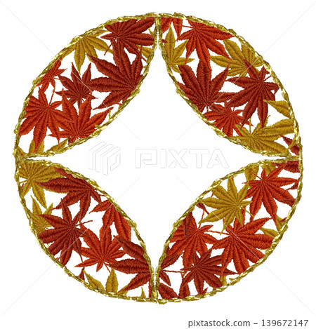 [Autumn Leaves Accent] Hand-embroidered illustration material 139672147