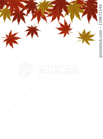 [Vertical frame of autumn leaves] Hand-embroidered illustration material 139672149