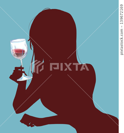 手持酒杯的女子（皮影戲）－紅酒 139672169