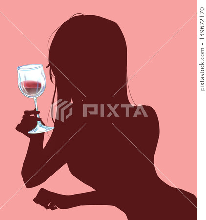 手持酒杯的女子(皮影戲)-紅酒 手持酒杯的女子(皮影戲)-紅酒 139672170