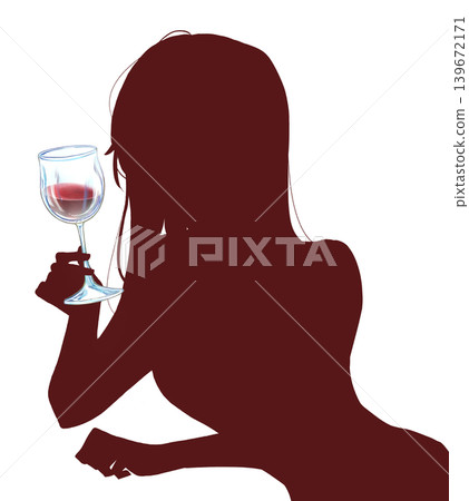 手持酒杯的女子（皮影戲）－紅酒 139672171