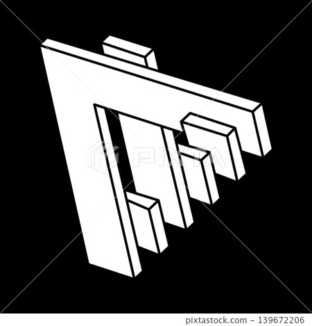 Optical illusion figure. Impossible shapes. Abstract eternal geometric object. Escher style. Optical illusion figure. Impossible shapes. Abstract eternal geometric object. Escher style. 139672206