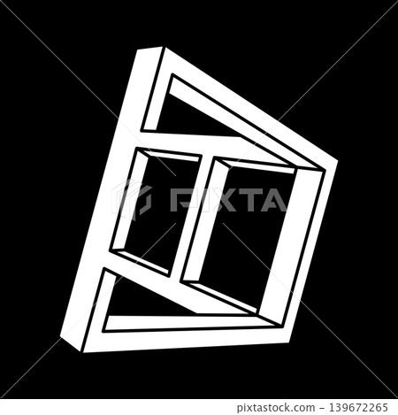 Optical illusion. Impossible shapes. Escher style. Abstract eternal geometric object. Optical art. 139672265