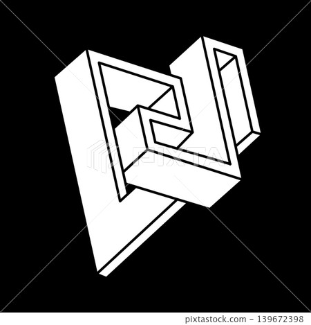 Impossible optical illusion shapes. Escher style. Optical art object. Impossible figures. Geometry. 139672398