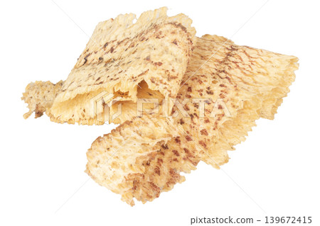 Dried shredded squid isolated on white background Dried shredded squid isolated on white background 139672415