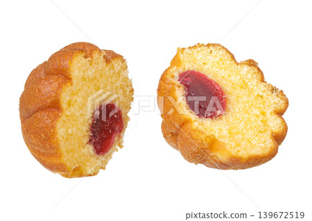 nut-shaped cookies with fruit jam isolated on white background nut-shaped cookies with fruit jam isolated on white background 139672519