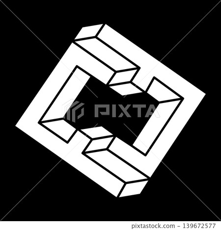 Optical illusion object. Impossible shape. Web design element. Line design. Optical illusion object. Impossible shape. Web design element. Line design. 139672577