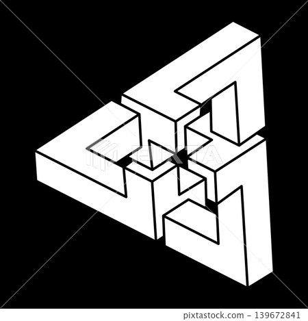 Impossible shapes. Optical illusion figure. Escher style. Abstract eternal geometric object. Optical art. Impossible shapes. Optical illusion figure. Escher style. Abstract eternal geometric object. Optical art. 139672841