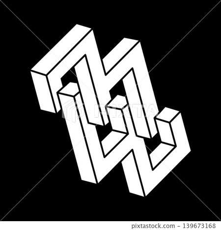 Impossible shapes logo design, optical illusion objects. Optical art. Sacred geometry figures. Escher paradox. Impossible shapes logo design, optical illusion objects. Optical art. Sacred geometry figures. Escher paradox. 139673168