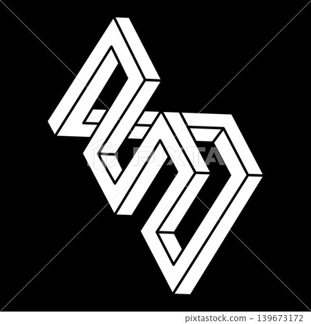 Optical illusion object. Impossible shape logo design. Escher paradox. Sacred geometry figure. Optical illusion object. Impossible shape logo design. Escher paradox. Sacred geometry figure. 139673172
