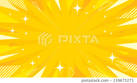 Pop-style background with focus lines, sunburst effect, and glitter, perfect for sales (yellow) Pop-style background with focus lines, sunburst effect, and glitter, perfect for sales (yellow) 139673271