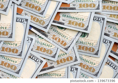 United States Dollar currency money bills. USD currency banknotes in big amount 139673396
